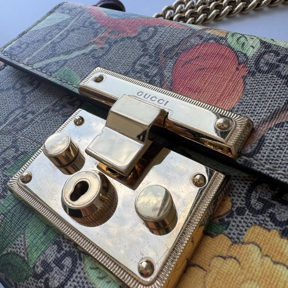 Gucci Padlock Shoulder Bag Tian Print GG Coated Canvas Small - Picture 12 of 16